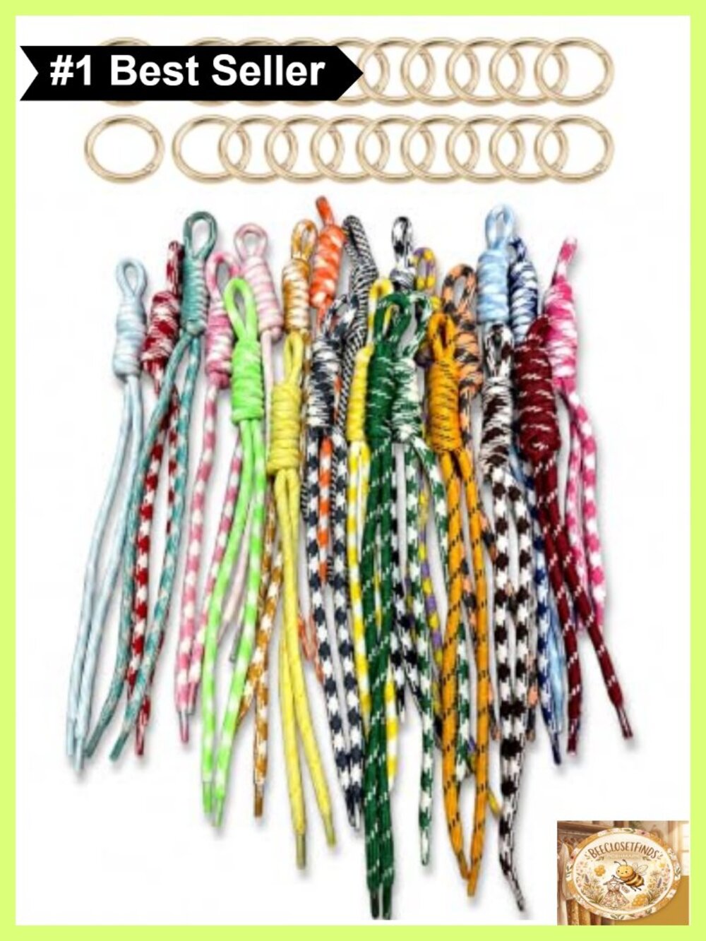 20 Pack Braided Nylon Paracord Keychain Kit with Lobster Clasp Clips for DIY
